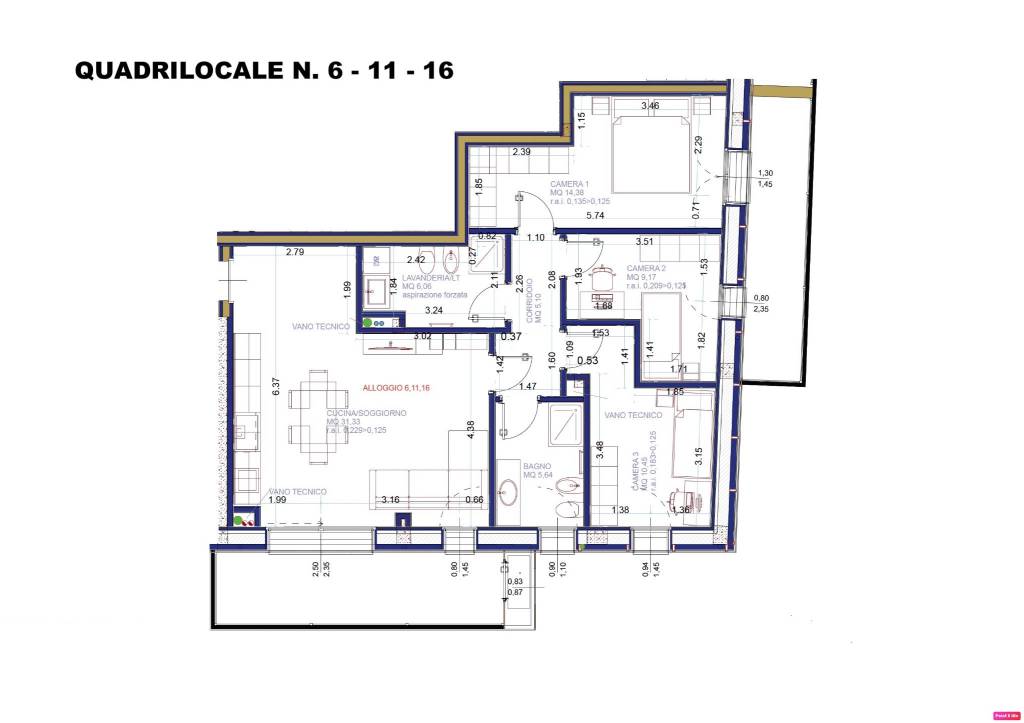 QUADRILOCALE N. 6 (P.1) - N. 11 (P.2) - N. 16 (P.3