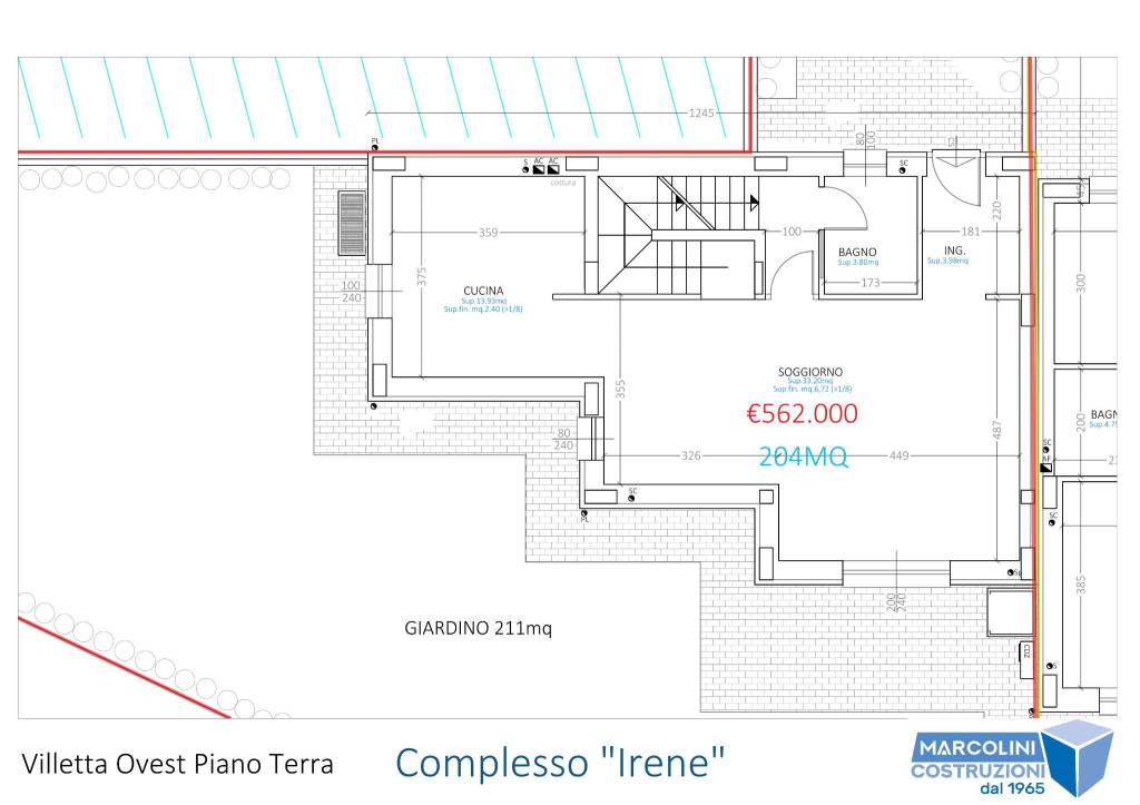 mq e prezzi villetta Ovest 2