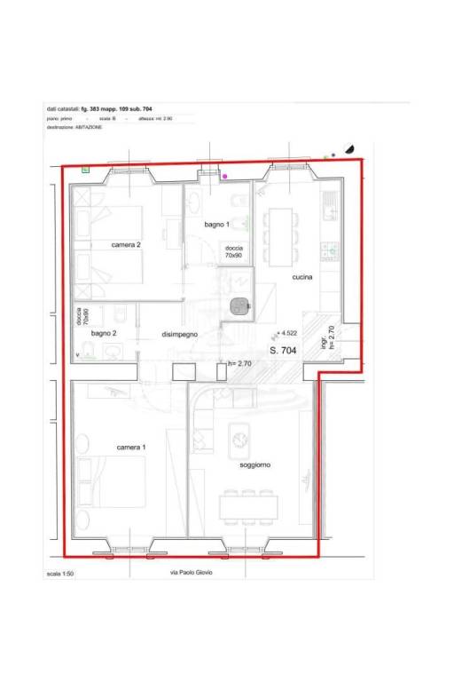 appartamento - n 14  scala B - piano 3° -  98 mq