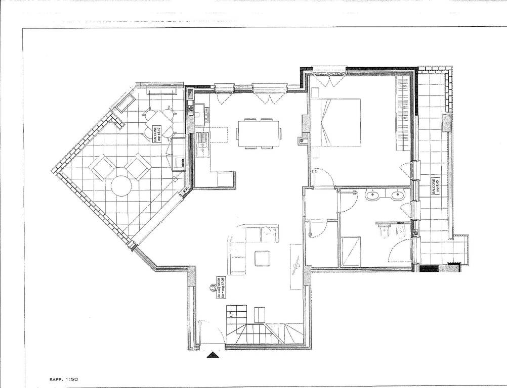Progetto---piano 0- attico, Via dei Bastioni 37