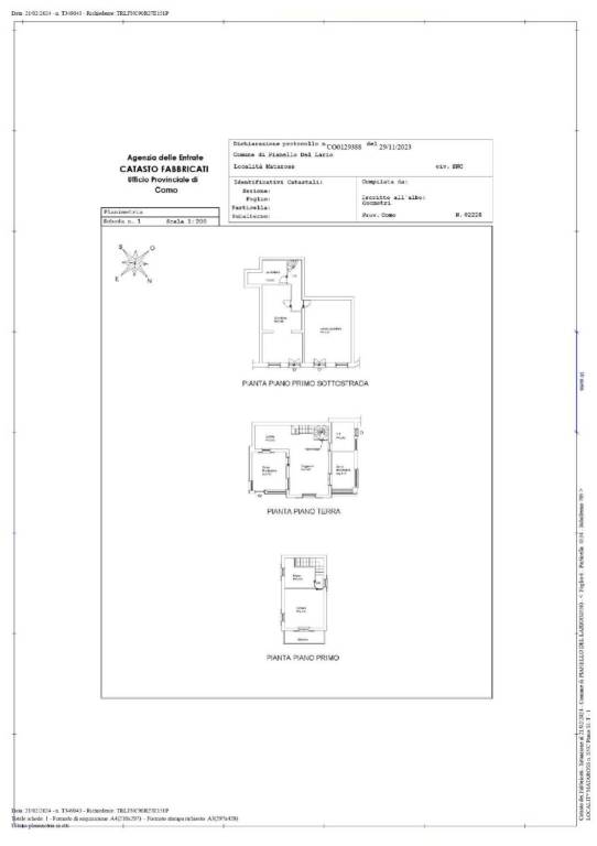 Scheda catastale piano primo e terra ONLINE 1