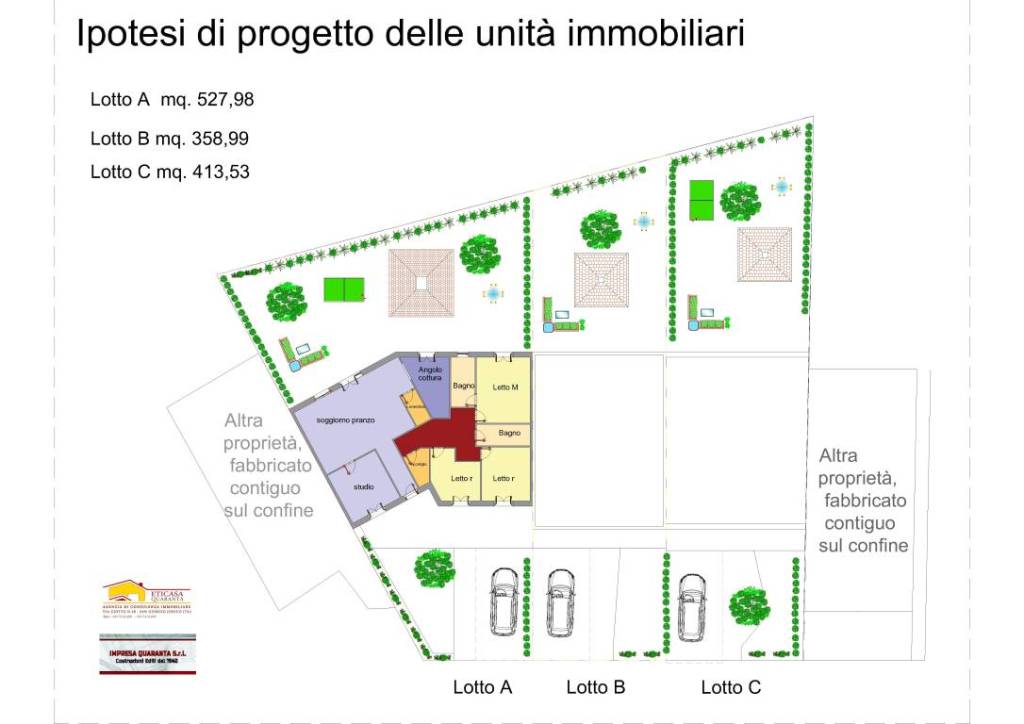 Prima ipotesi di divisione interna lotto A