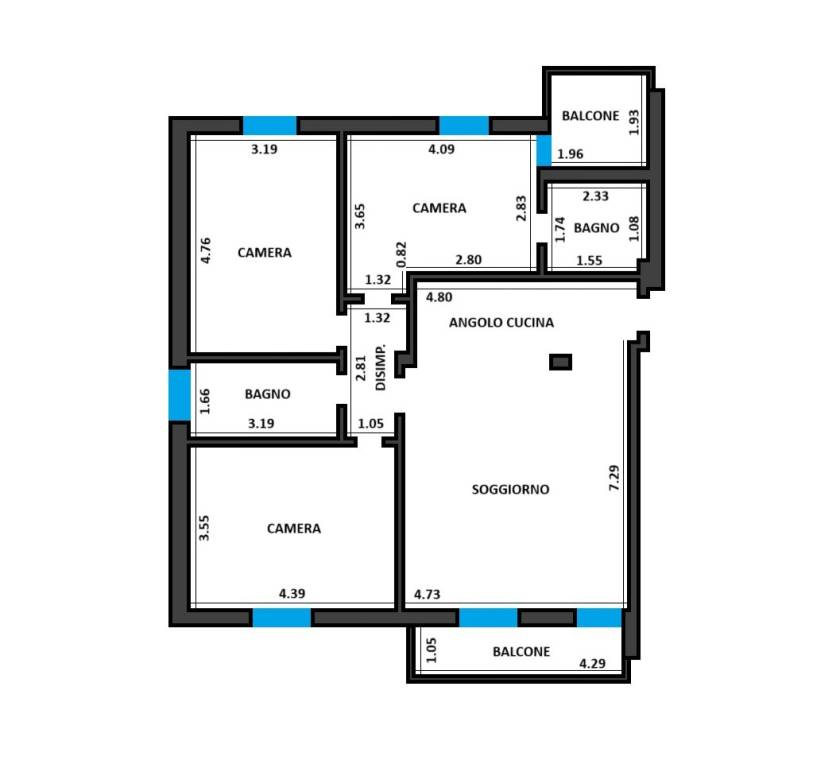 Planimetria Appartamento Quotata