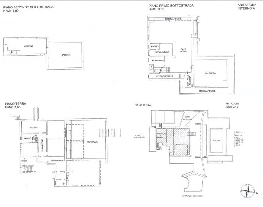 PLANIMETRIA PIANO T _-1 _-2 COMPLETA ABITAZIONE IN