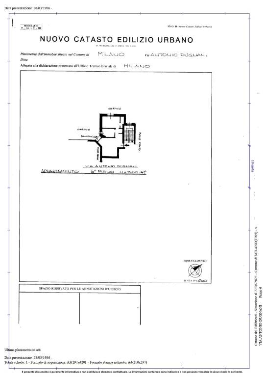 Dugnani plan CATASTALE