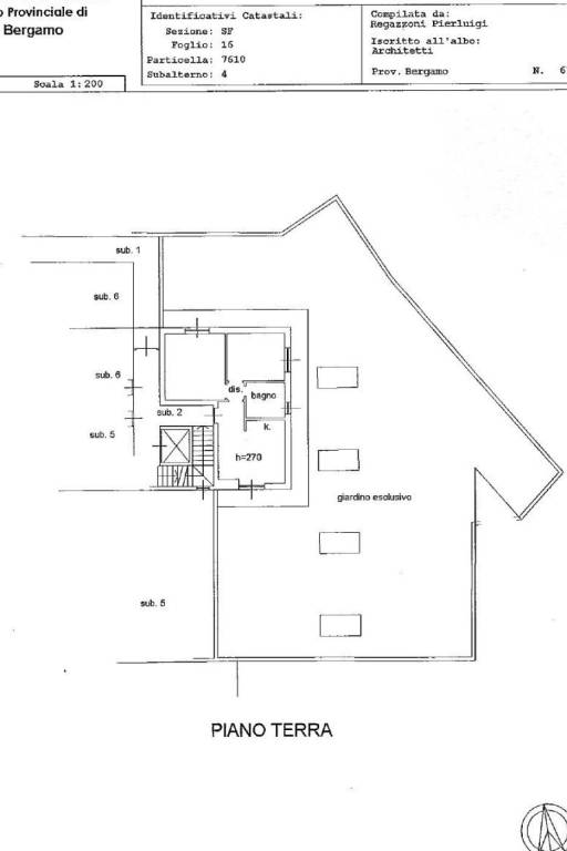 Scheda catastale trilocale piano terra