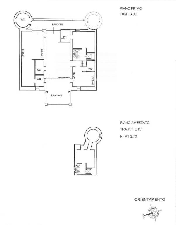 Planimetria piano ammezzato e primo