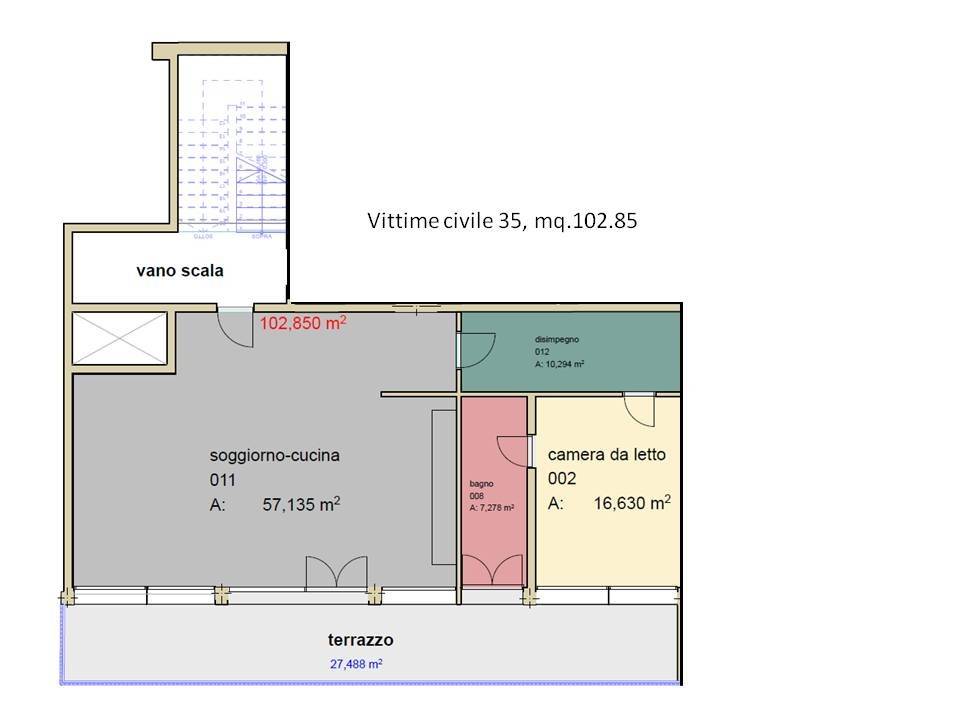 Vittime civile,35 mq.102.85