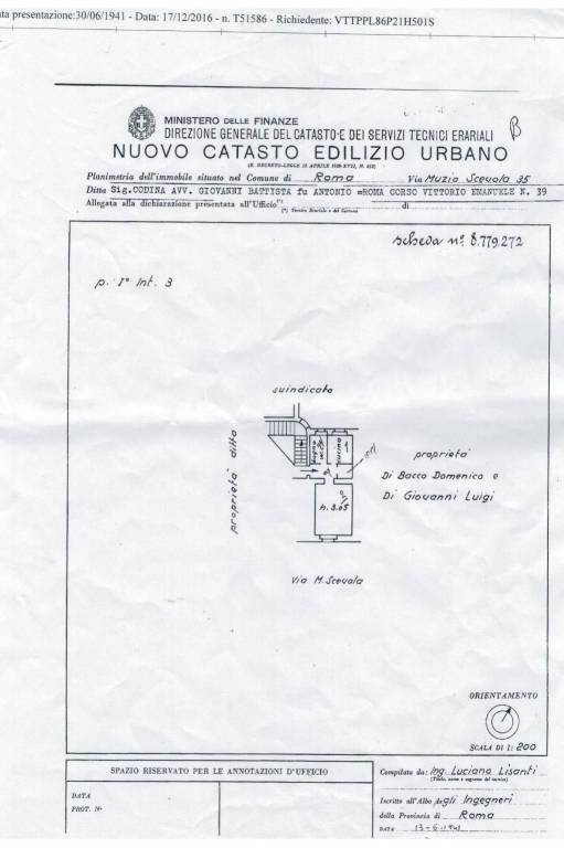 plan. via Muzio Scevola