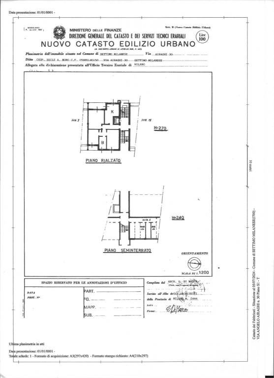 Scheda catastale Appartamento sito