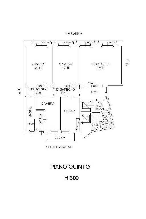 Planimetria piano quinto stato di fatto