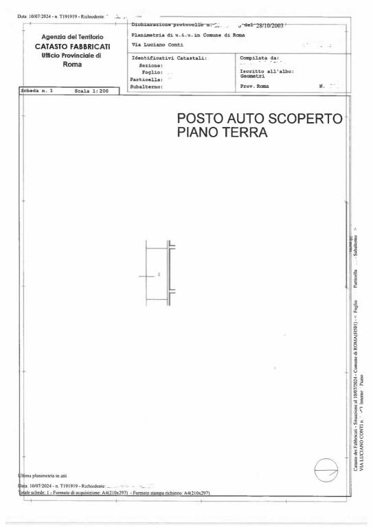 planimetria posto auto