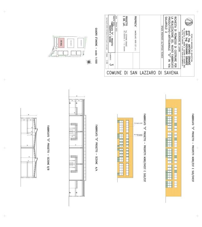 Tav 03 prospetti e sezioni progetto edificio D 1