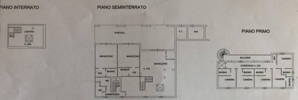 Planimetria Piano Primo e Seminterrato