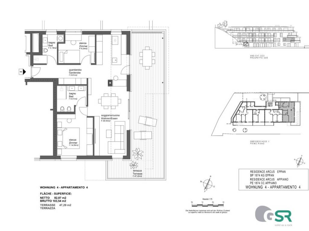 W4 - Nuovo trilocale con ampia terrazza - Planimetria 1