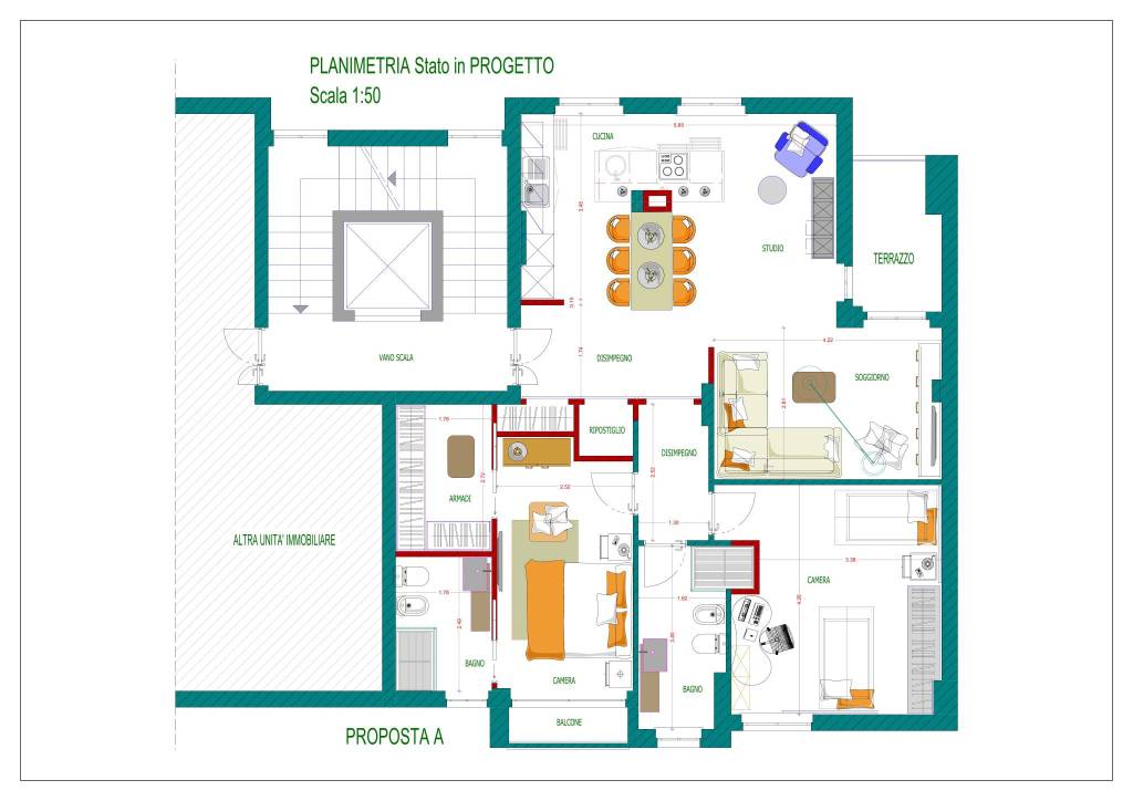 PIANTA IN PROGETTO - PROPOSTA  A - A3 - 1-50 1