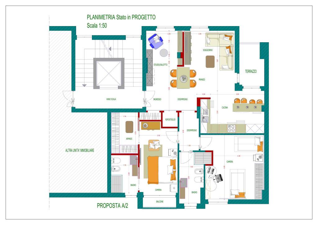 PIANTA IN PROGETTO - PROPOSTA  A2 - A3 - 1-50 1