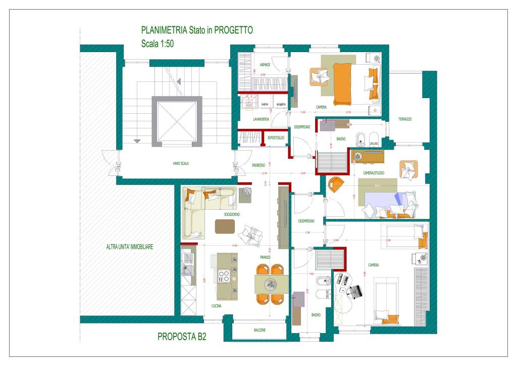PIANTA IN PROGETTO - PROPOSTA  B2 - A3 - 1-50 1