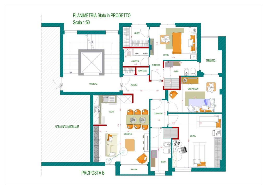PIANTA IN PROGETTO - PROPOSTA  B - A3 - 1-50 1