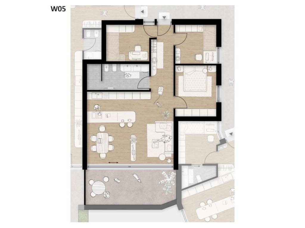 W5: Nuovo appartamento 4 vani con terrazza e vista panoramica - Planimetria 1