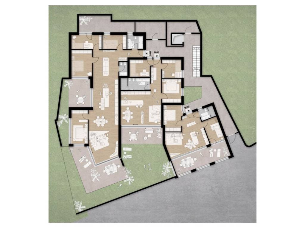 W2: Nuovo appartamento 4 vani con terrazza e giardino privato  - Planimetria 2