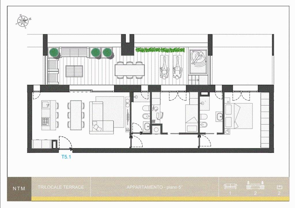 trilocale  terrace