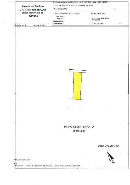 Planimetria box Via Matteotti Noli 1