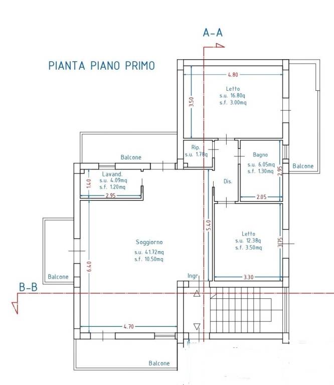 Planimetria piano primo