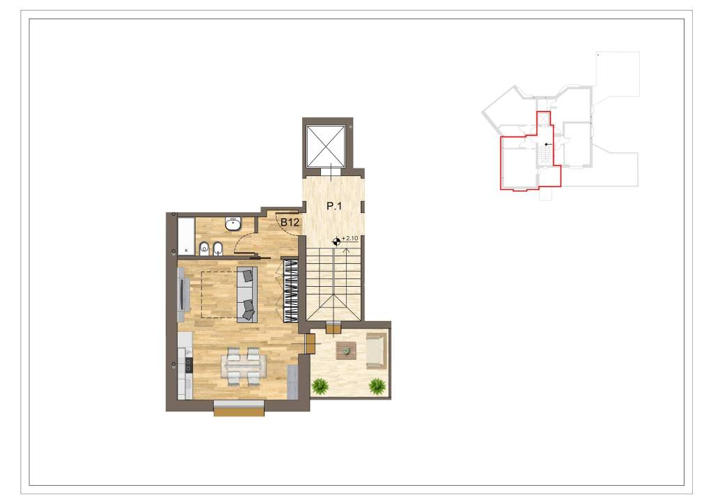 The Nine  Monolocale con terrazzo 1