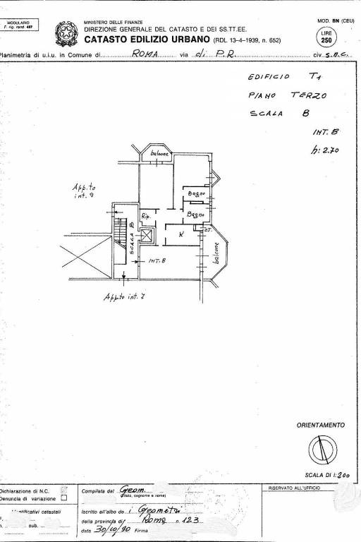 Planimetria 3 piano-Via Glori,48