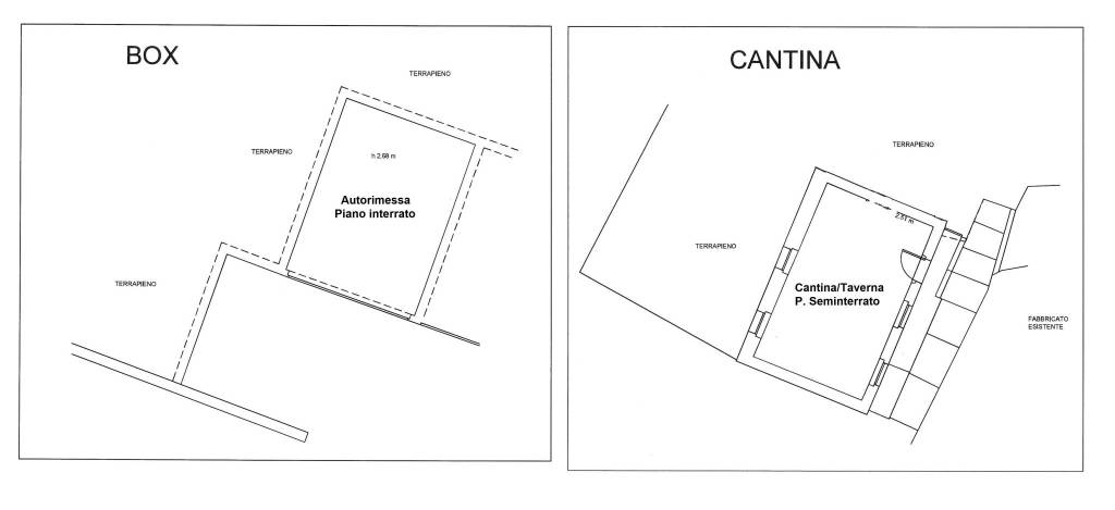 Planimetria autorimessa e cantina-taverna