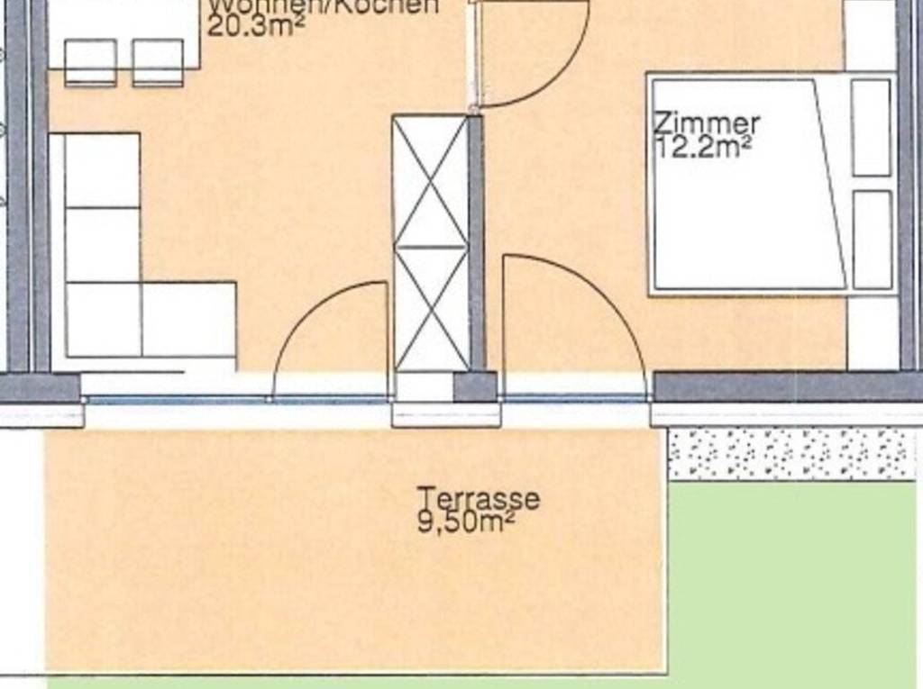 Bellissimo bilocale moderno con terrazza e giardino privato - Planimetria 1