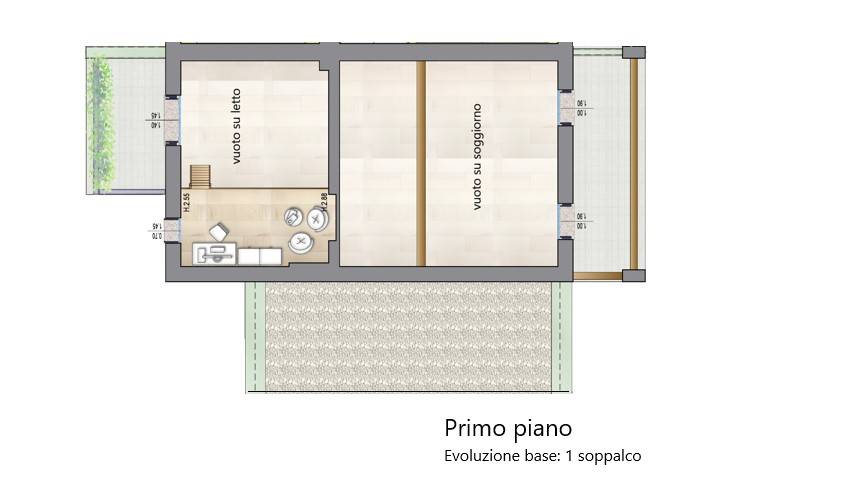 Casa interna (3-7) P1- arredo H - 1 soppalco