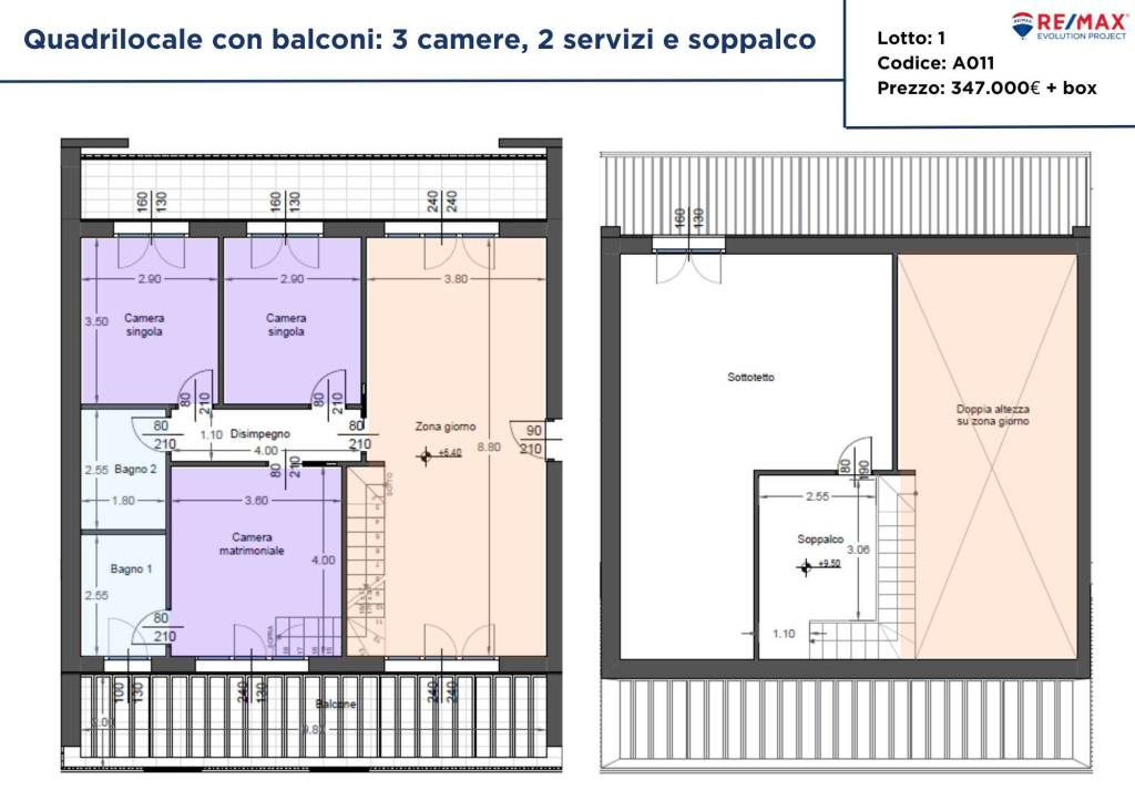 2 quadrilocali speculari con terrazzo