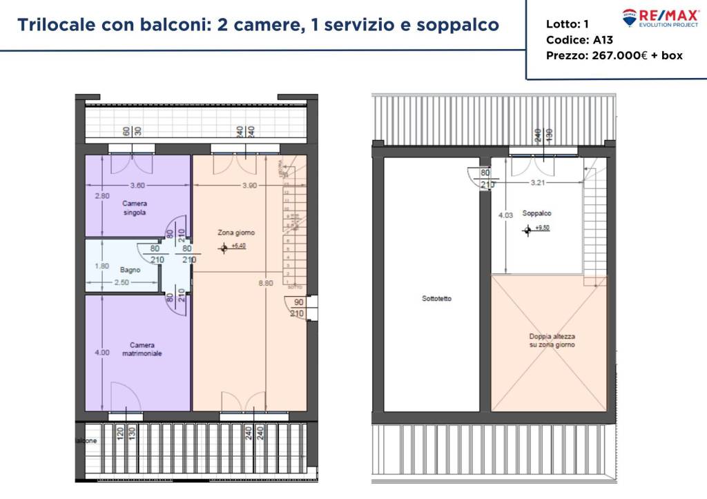 2 trilocali speculari_ 1 servizio con terrazzo