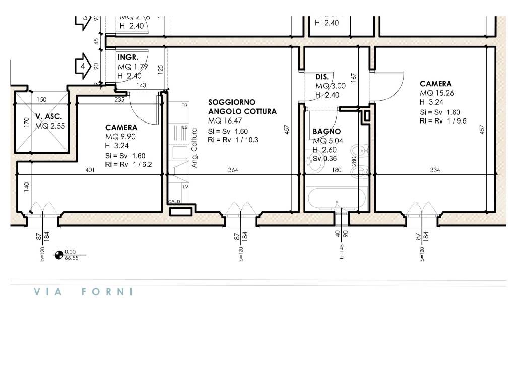 planimetria tri-locale avv Ricci, piano terzo, ARR