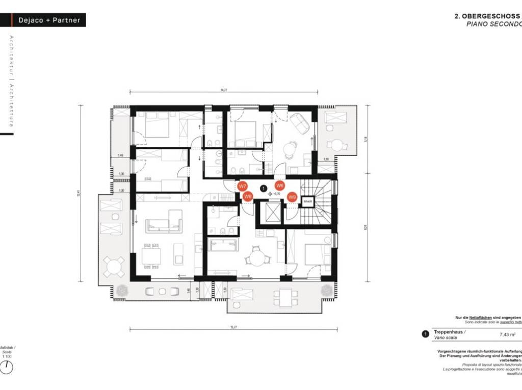 W7: Nuovo trilocale spazioso con ampia terrazza, secondo piano - Planimetria 2