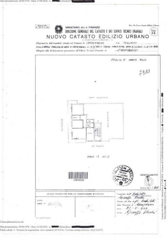 VIA TOGLIATTI PLAN CATASTALE 1