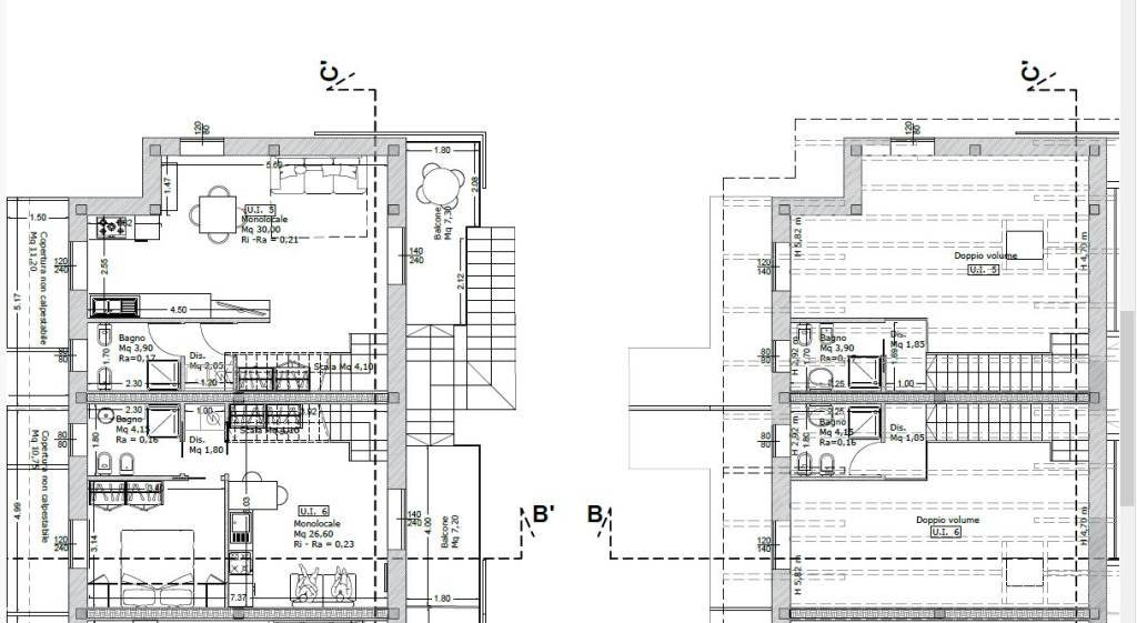 BLOCCO A PRIMO PIANO MONOLOCALE E PIANO SOPPALCO