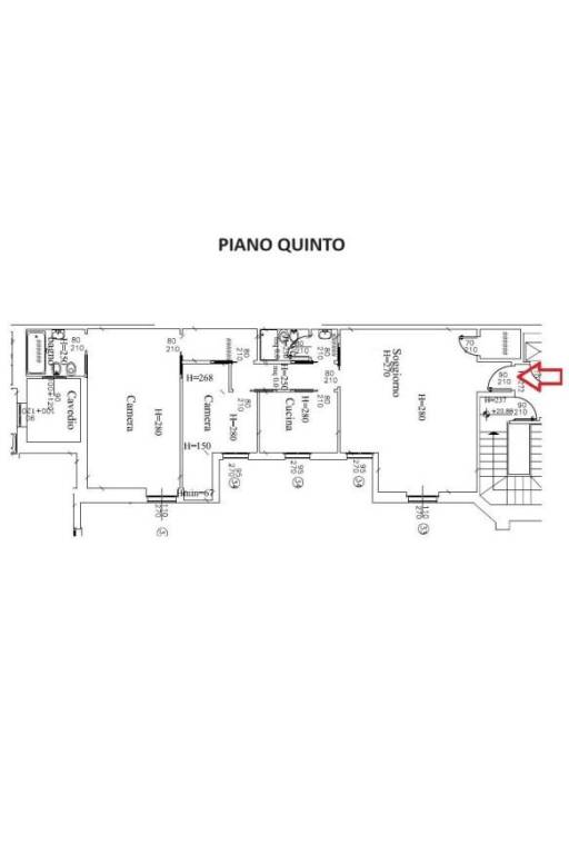 Planimetria 78 mq - 5° piano scala b - pubblicità