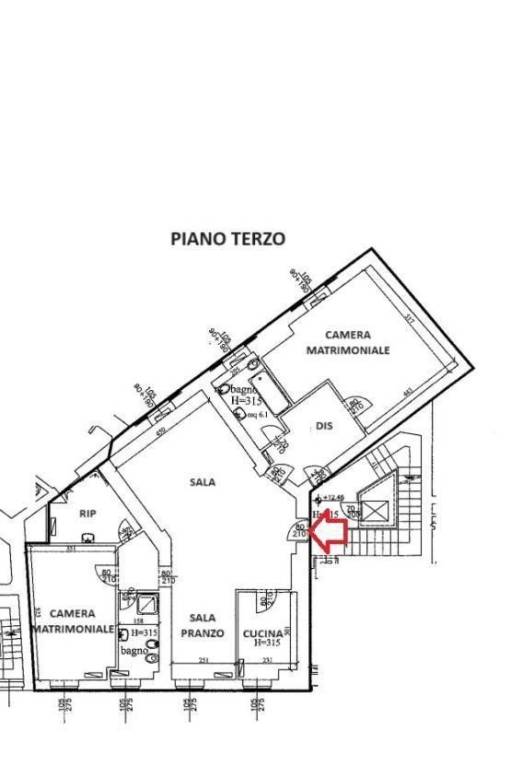 Planimetria 137 mq - 3° piano - Scala C