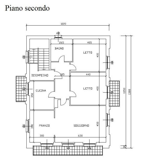 Planimetria piano secondo