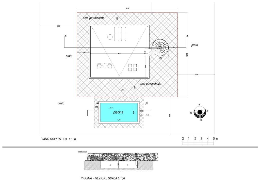 Terrazzo e sezione piscina scala 1-100 1