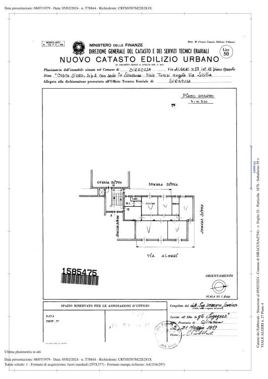 Planimetria Catastale - Via Algeri 27 Appartamento