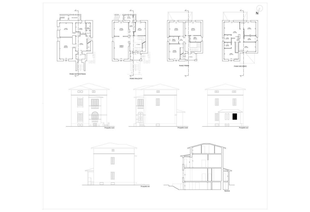 Piante-prospetti e sezione 1