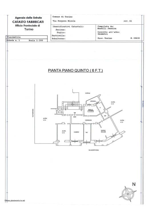 Planimetria cantina Via Porpora 61 1