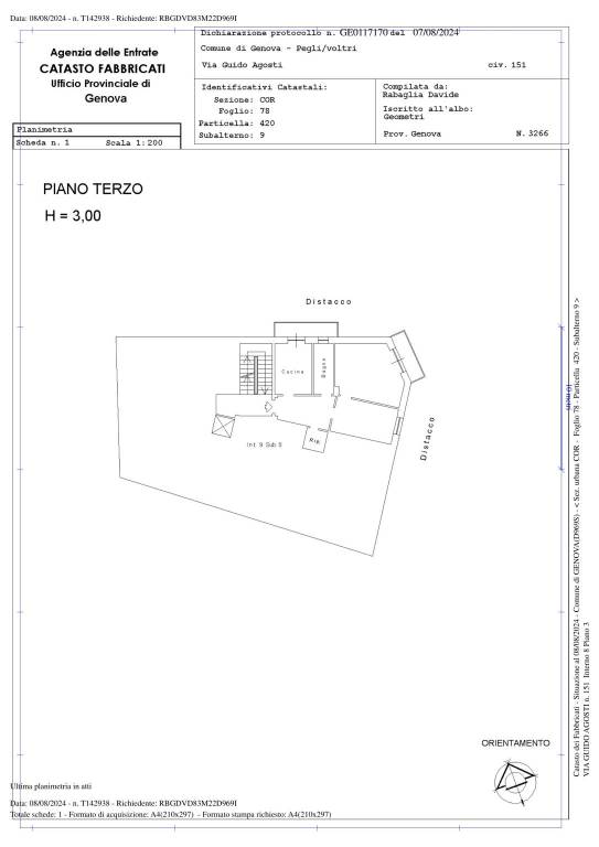 planimetria catastale VIA GUIDO AGOSTI n. 151 inte