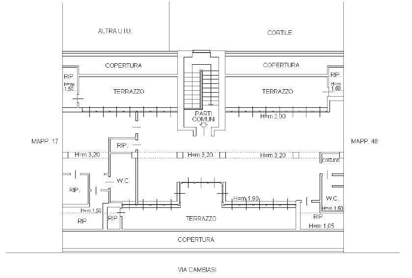 planimetria 140 mq con terrazzi 