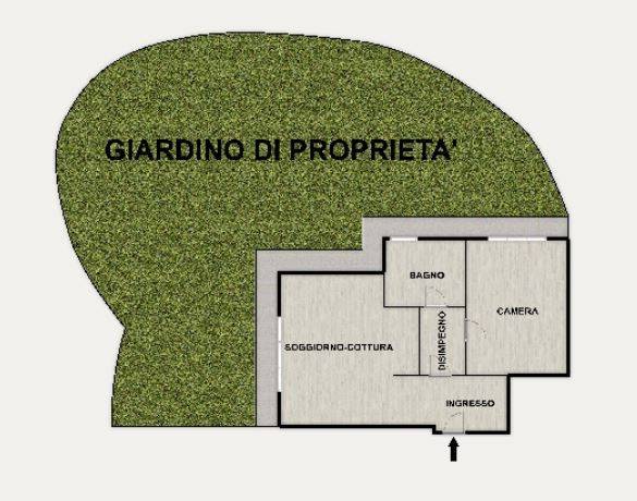 Bilocale con giardino