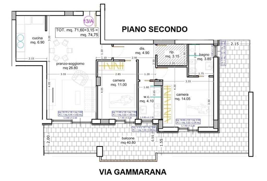 13A Trilocale via Gammarana lato Teramo